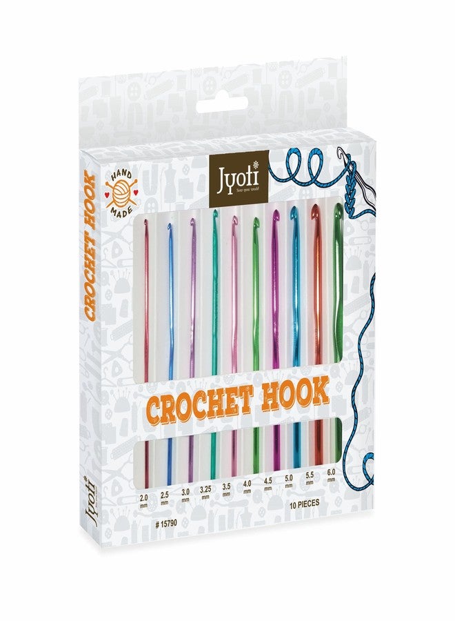 Jyoti Crochet Hook Aluminium for Wool Work, Hand Knitted Sewing DIY Craft Weaving Needle, Ideal for Sweaters, Purses, Scarves, and Booties, # 15790 (Colored, 6"/15cm of Size Assorted) - Image 1